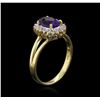 Image 3 : 14KT Yellow Gold 1.09ct Amethyst and Diamond Ring