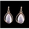 Image 1 : 34.48ctw Rose Quartz and Diamond Earrings - 14KT Rose Gold