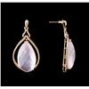 Image 2 : 34.48ctw Rose Quartz and Diamond Earrings - 14KT Rose Gold