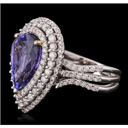 14KT White Gold 5.16ct Tanzanite and Diamond Ring