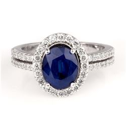 2.75ct Blue Sapphire and Diamond Ring - 14KT White Gold