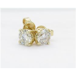 1.00ctw Diamond Stud Earrings - 14KT Yellow Gold