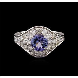 1.30ctw Tanzanite and Diamond Ring - 14KT White Gold