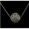 Image 1 : 0.20ctw Diamond Ball Pendant With Chain - Silver