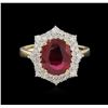 Image 2 : 3.48ct Ruby and Diamond Ring - 14KT Yellow Gold