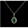 Image 1 : 1.93ct Emerald and Diamond Pendant With Chain - 14KT Yellow Gold