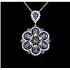 Image 1 : 14KT White Gold 6.13ctw Tanzanite and Diamond Pendant With Chain