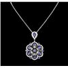 Image 2 : 14KT White Gold 6.13ctw Tanzanite and Diamond Pendant With Chain