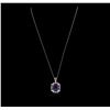 Image 2 : 18KT White Gold 9.79ct Amethyst and Diamond Pendant with Chain