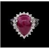 Image 2 : 7.51ct Ruby and Diamond Ring - 14KT White Gold