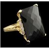 Image 1 : 20.92CT Black Onyx and Diamond Ring - 14KT Yellow Gold