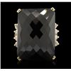 Image 2 : 20.92CT Black Onyx and Diamond Ring - 14KT Yellow Gold