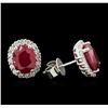 Image 2 : 5.76ctw Ruby and Diamond Earrings - 18KT White Gold