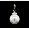 Image 2 : Pearl and Diamond Pendant - 14KT White Gold