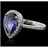 Image 1 : 14KT White Gold 3.22ct Tanzanite and Diamond Ring