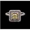 Image 1 : 1.73ctw Fancy Yellow Diamond Ring - 14KT Two-Tone Gold