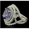 Image 2 : 14KT White Gold 4.67ct Tanzanite and Diamond Ring