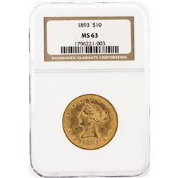 1893 NGC MS63 $10 Liberty Head Eagle Gold Coin