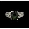 Image 2 : 3.02ct Green Tourmaline and Diamond Ring - 14KT White Gold