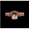 Image 2 : 18KT Yellow Gold 1.66ct Morganite and Pink Sapphire Ring