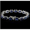 Image 2 : 14KT White Gold 22.10ctw Sapphire and Diamond Bracelet