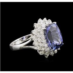 6.63ct Tanzanite and Diamond Ring - 18KT White Gold