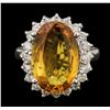 Image 2 : 14KT White Gold 6.72ct Yellow Sapphire and Diamond Ring