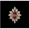 Image 1 : 14KT Yellow Gold 3.57ct Tourmaline and Diamond Ring