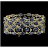 Image 2 : 62.40ctw Blue Sapphire and Diamond Bracelet - 14KT Yellow Gold