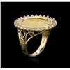 Image 3 : 14KT Yellow Gold 0.37ctw Diamond Coin Ring