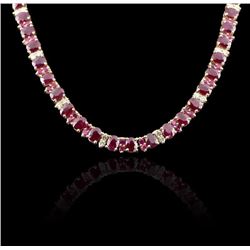 14KT Yellow Gold 38.43ctw Ruby & Diamond Necklace