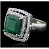 Image 2 : 14KT White Gold 6.03ct Emerald and Diamond Ring
