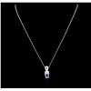 Image 2 : 14KT White Gold 0.99ct Sapphire and Diamond Pendant With Chain
