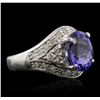 Image 1 : 14KT White Gold 3.28ct Tanzanite and Diamond Ring