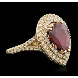 14KT Yellow Gold 4.29ct Ruby and Diamond Ring