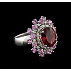 14KT White Gold 4.99ct Tourmaline, Sapphire and Diamond Ring