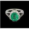 Image 2 : 18KT White Gold 3.06ct Emerald and Diamond Ring