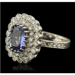 14KT White Gold 2.46ct Tanzanite and Diamond Ring