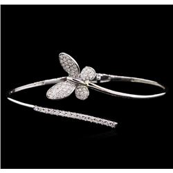 0.88ctw Diamond Bangle Bracelet - 14KT White Gold