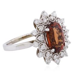 14KT White Gold 4.30ct Spessartite Garnet and Diamond Ring