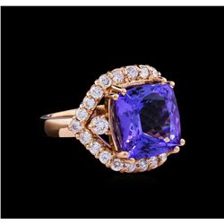 8.20ct Tanzanite and Diamond Ring - 14KT Rose Gold