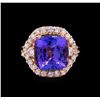 Image 2 : 8.20ct Tanzanite and Diamond Ring - 14KT Rose Gold