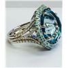 Image 1 : GIA Cert 35.50ct Santa Maria Aquamarine, Tourmaline and Diamond Ring - 18KT Whit