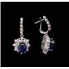 Image 2 : 11.53ctw Dyed Sapphire and Diamond Earrings - 14KT White Gold