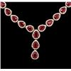 Image 1 : 41.78ctw Ruby and Diamond Necklace -  14KT Yellow Gold