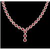 Image 2 : 41.78ctw Ruby and Diamond Necklace -  14KT Yellow Gold