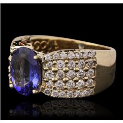 14KT Yellow Gold 2.24ct Tanzanite and Diamond Ring