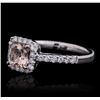 Image 1 : 14KT White Gold 0.90ct Morganite and Diamond Ring