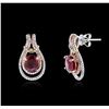 Image 2 : 14KT White And Rose Gold 3.10ctw Ruby and Diamond Earrings