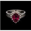 Image 1 : 2.25ct Pink Tourmaline and Diamond Ring - 14KT White Gold